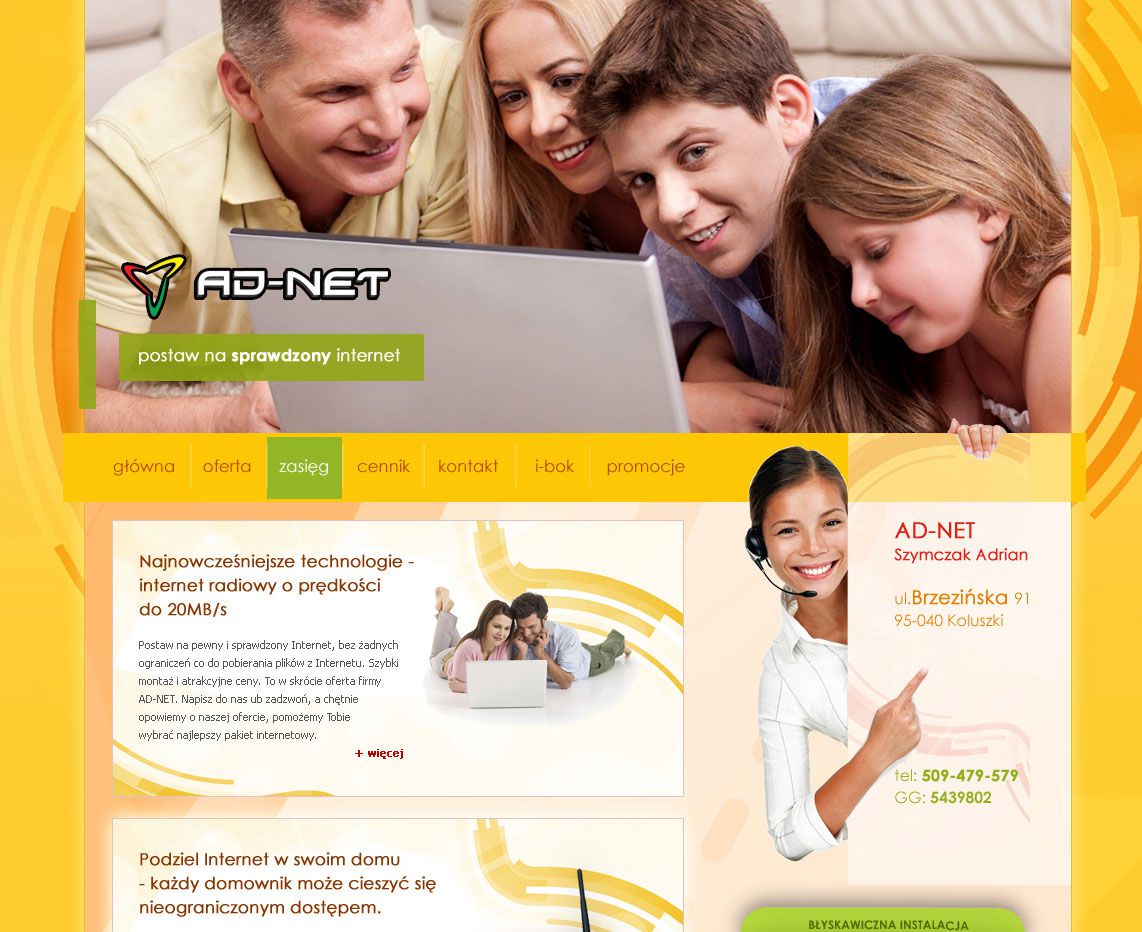 AD NET – widok zrealizowanej strony internetowej