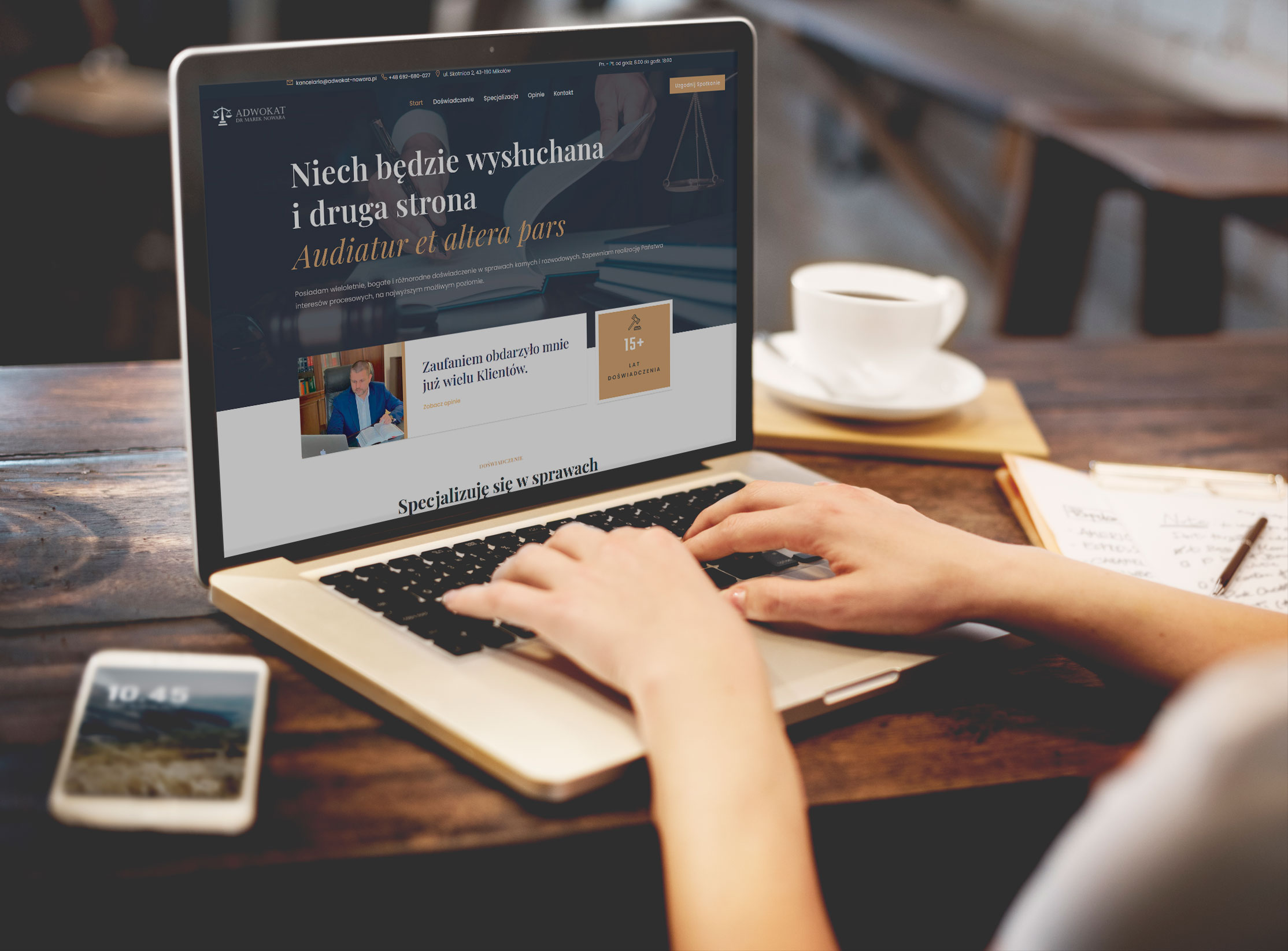 Kancelaria Adwokacka Adwokat dr Marek Nowara – widok zrealizowanej strony internetowej 1