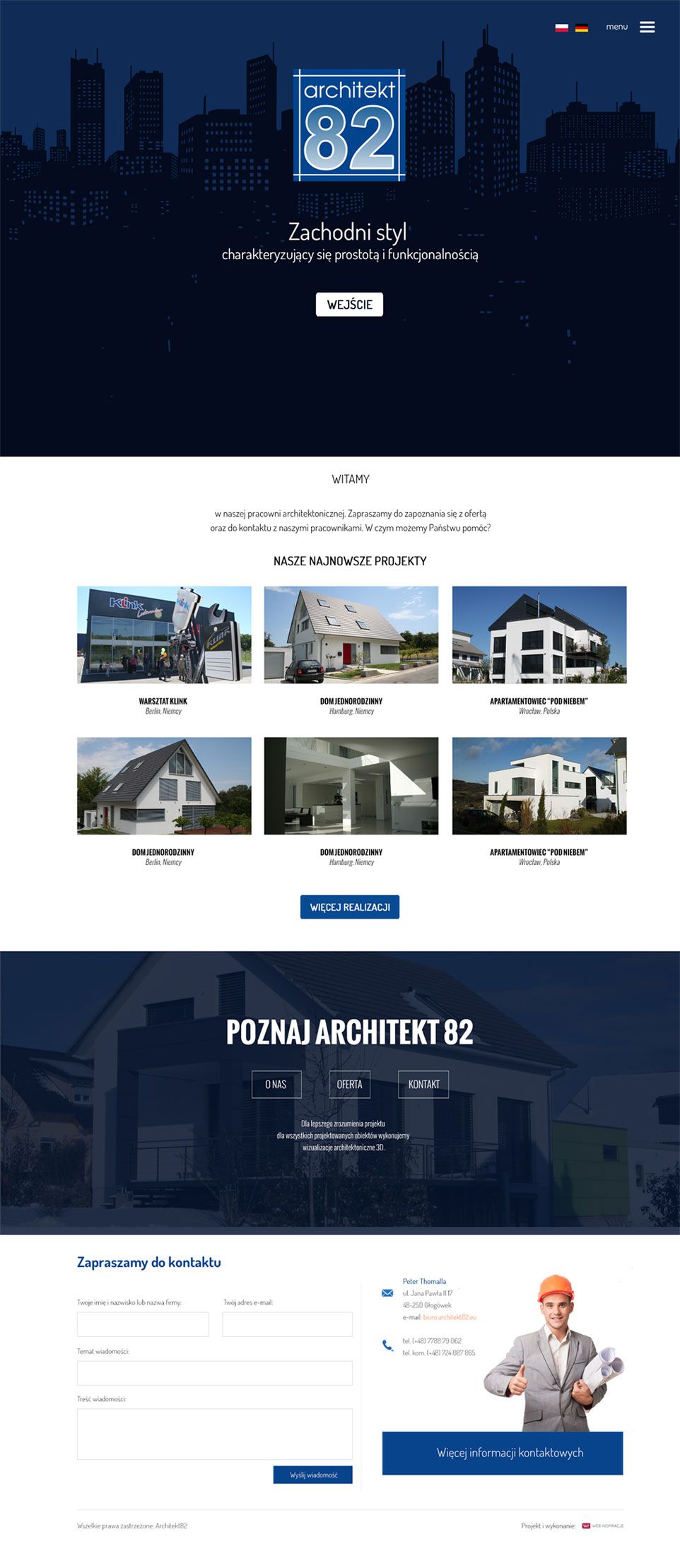 Pracownia Architektoniczna - Peter Thomalla - Architekt 82 – widok zrealizowanej strony internetowej