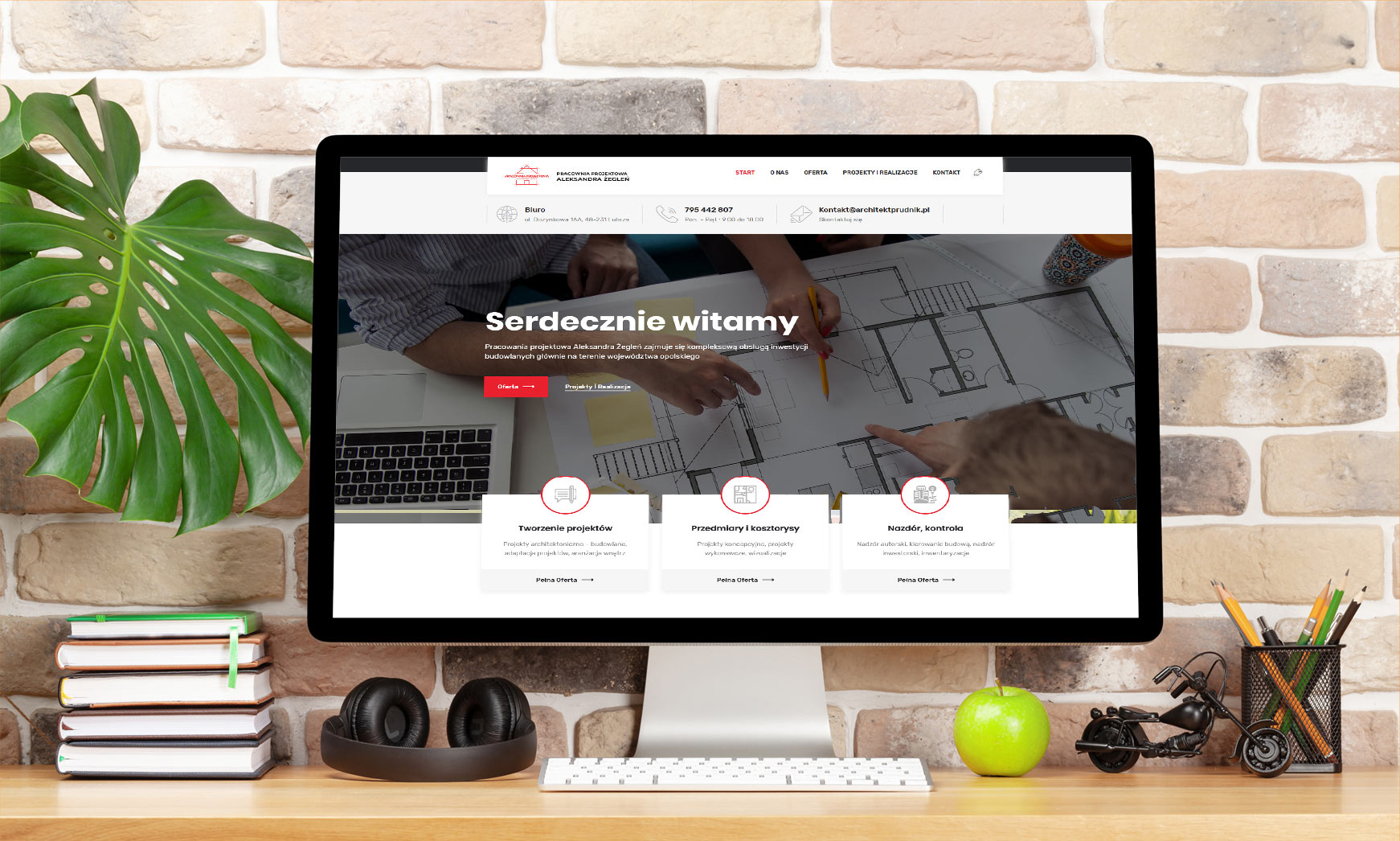 Pracownia Projektowa Aleksandra Żegleń – widok zrealizowanej strony internetowej 1