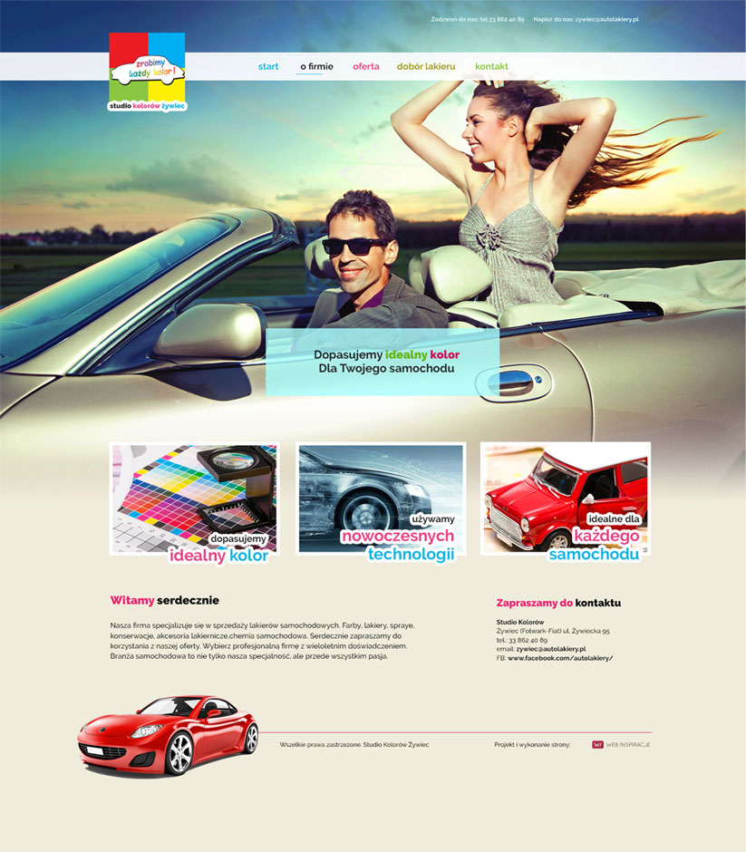 Studio Kolorów - Auto Lakiery Żywiec – widok zrealizowanej strony internetowej 1