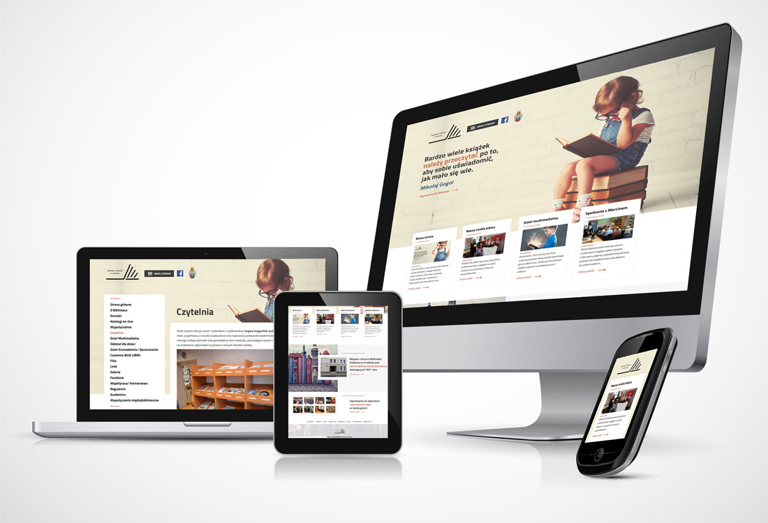 Biblioteka w Prudniku – widok zrealizowanej strony internetowej 1