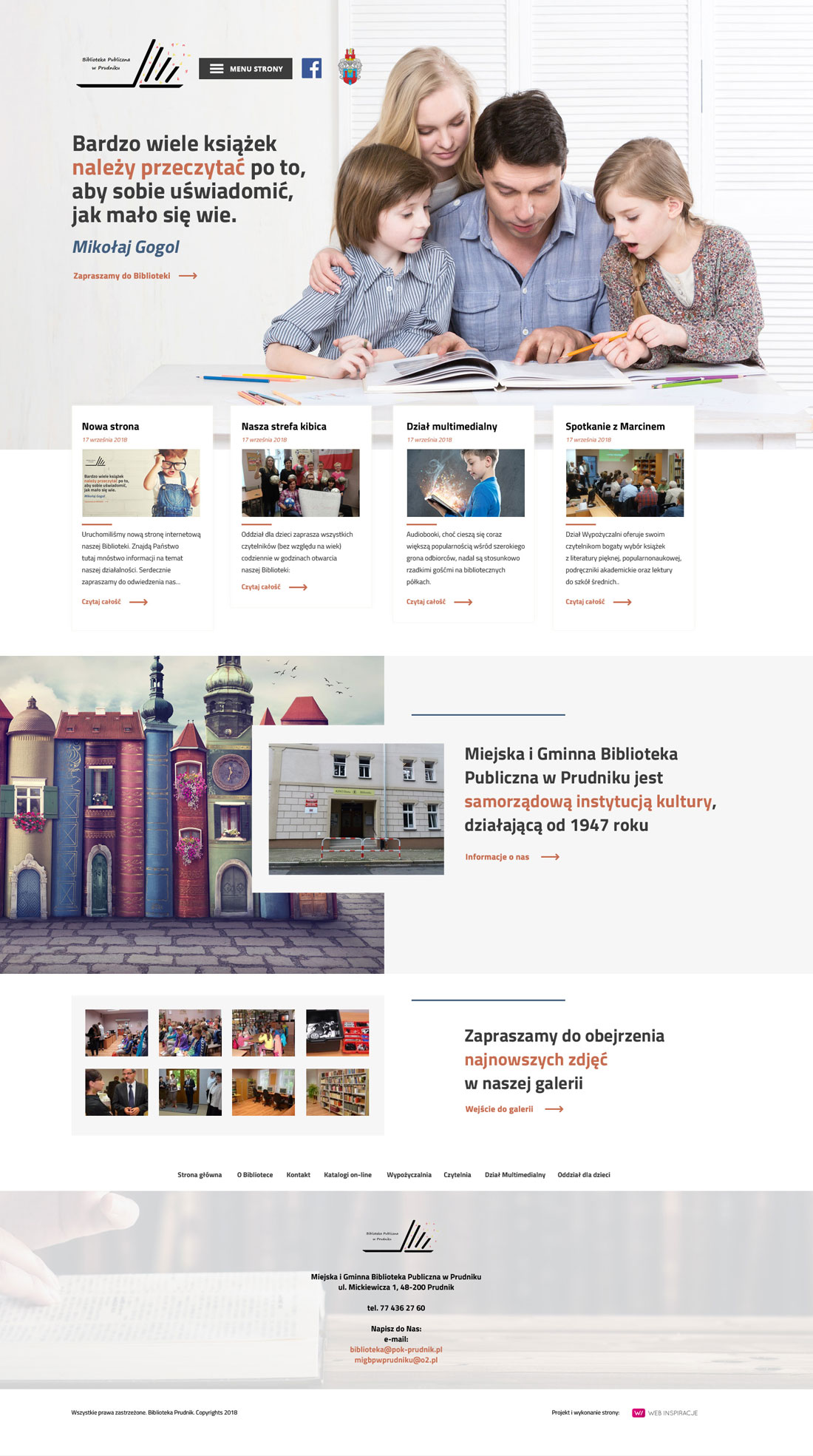 Biblioteka w Prudniku – widok zrealizowanej strony internetowej 2