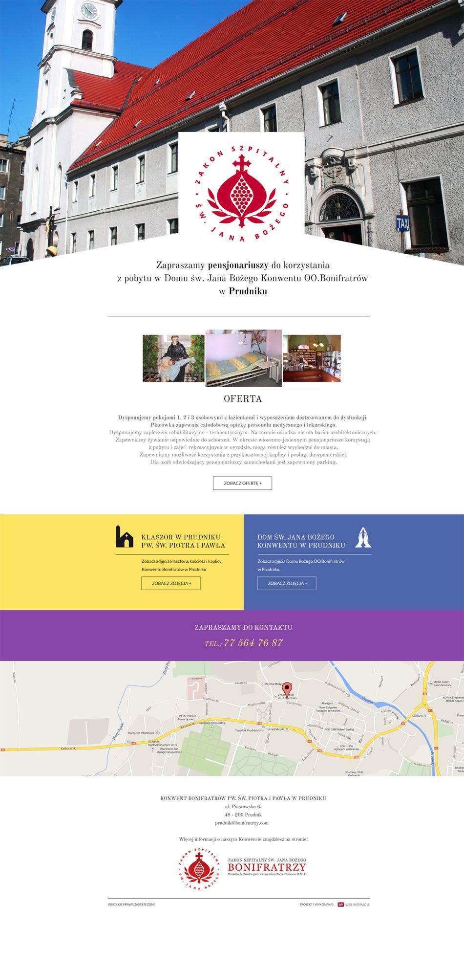 Dom św. Jana Bożego Konwentu OO.Bonifratrów w Prudniku. – widok zrealizowanej strony internetowej