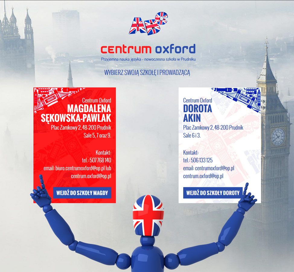 Centrum Oxford Prudnik – widok zrealizowanej strony internetowej 1