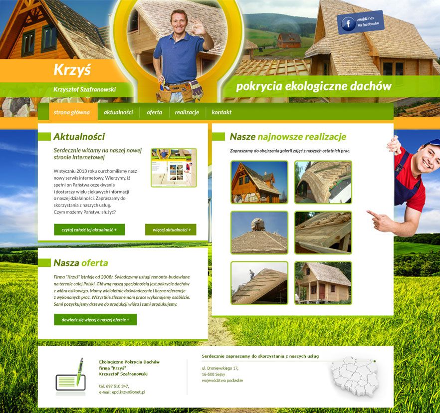 Krzyś, krycie dachów – widok zrealizowanej strony internetowej