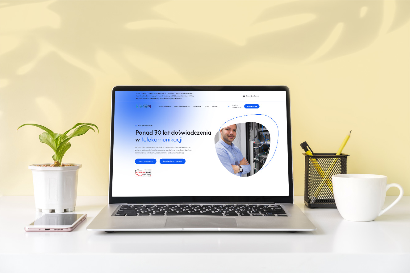 Nowa strona WWW dla firmy serwisu telekomunikacyjnego – widok zrealizowanej strony internetowej 1