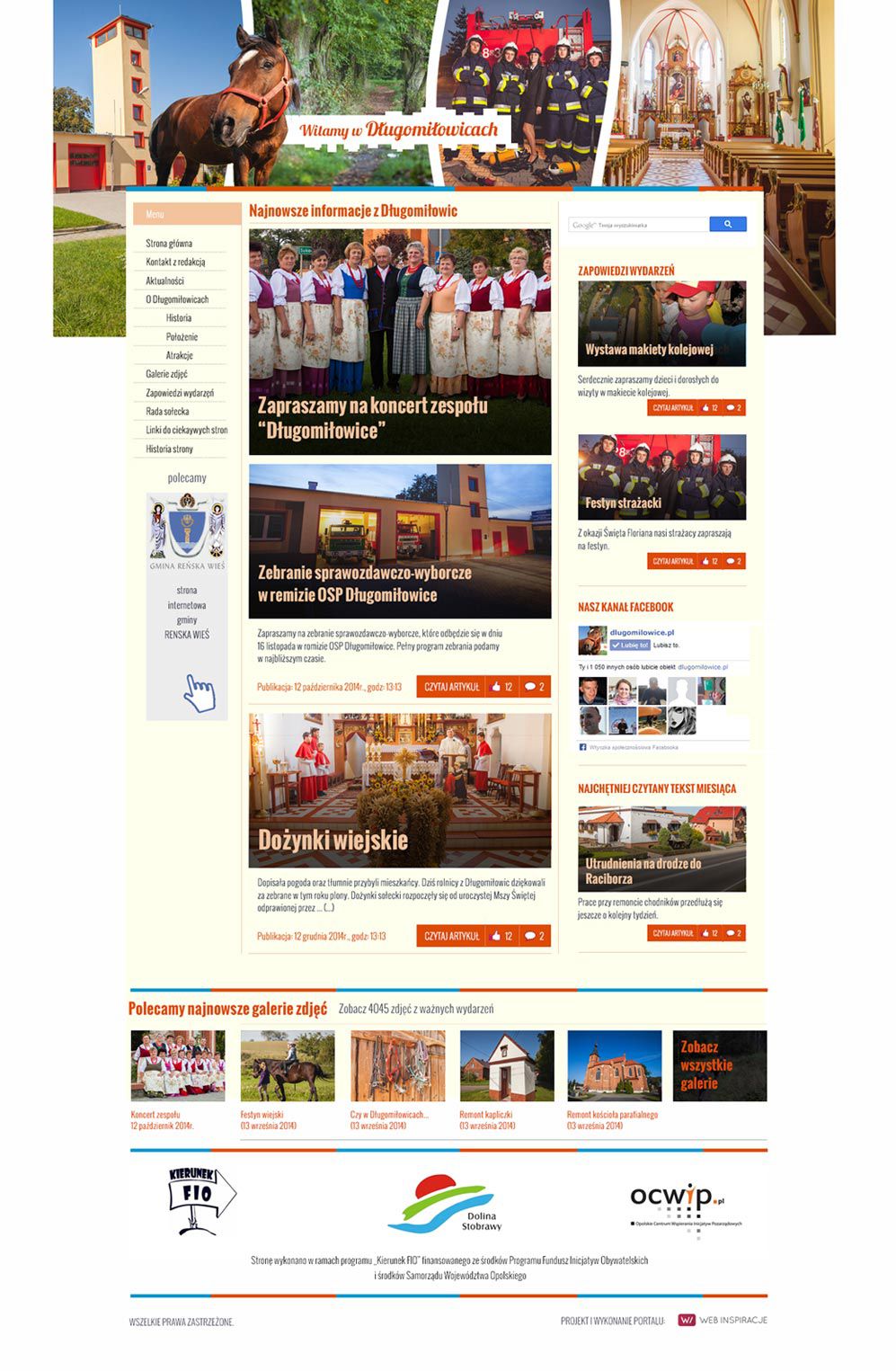 Sołectwo Długomiłowice – widok zrealizowanej strony internetowej