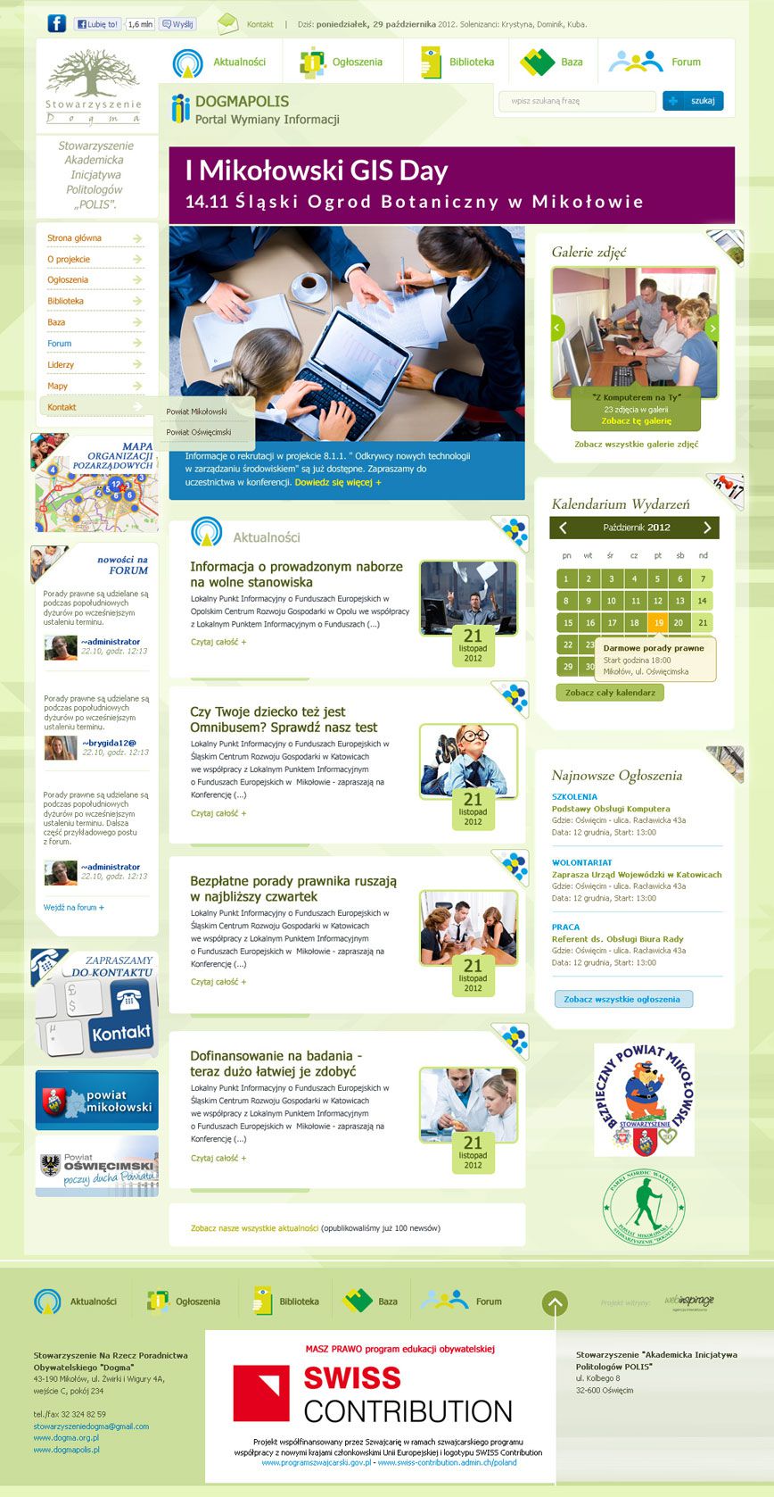 Dogmapolis - Portal Wymiany informacji – widok zrealizowanej strony internetowej
