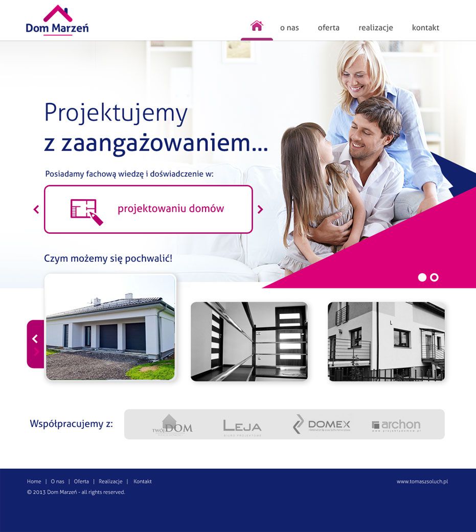 Dom Marzeń - Biuro Projektowe – widok zrealizowanej strony internetowej