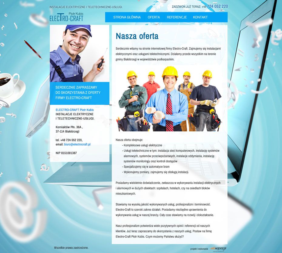 Electro-Craft Piotr Kubis – widok zrealizowanej strony internetowej 2