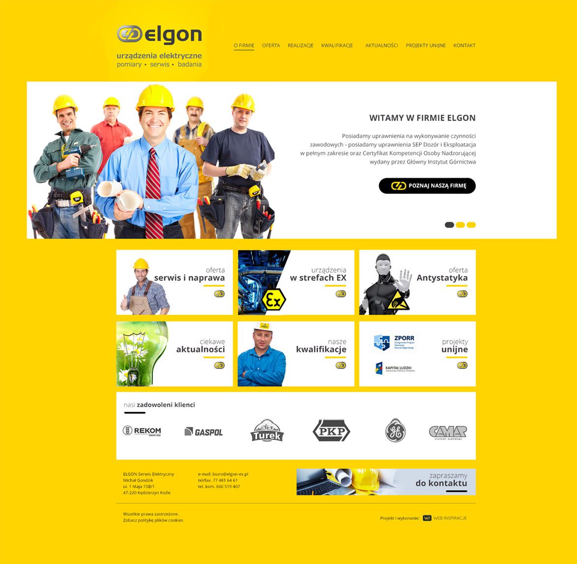Elgon-EX - urządzenia elektryczne – widok zrealizowanej strony internetowej 1