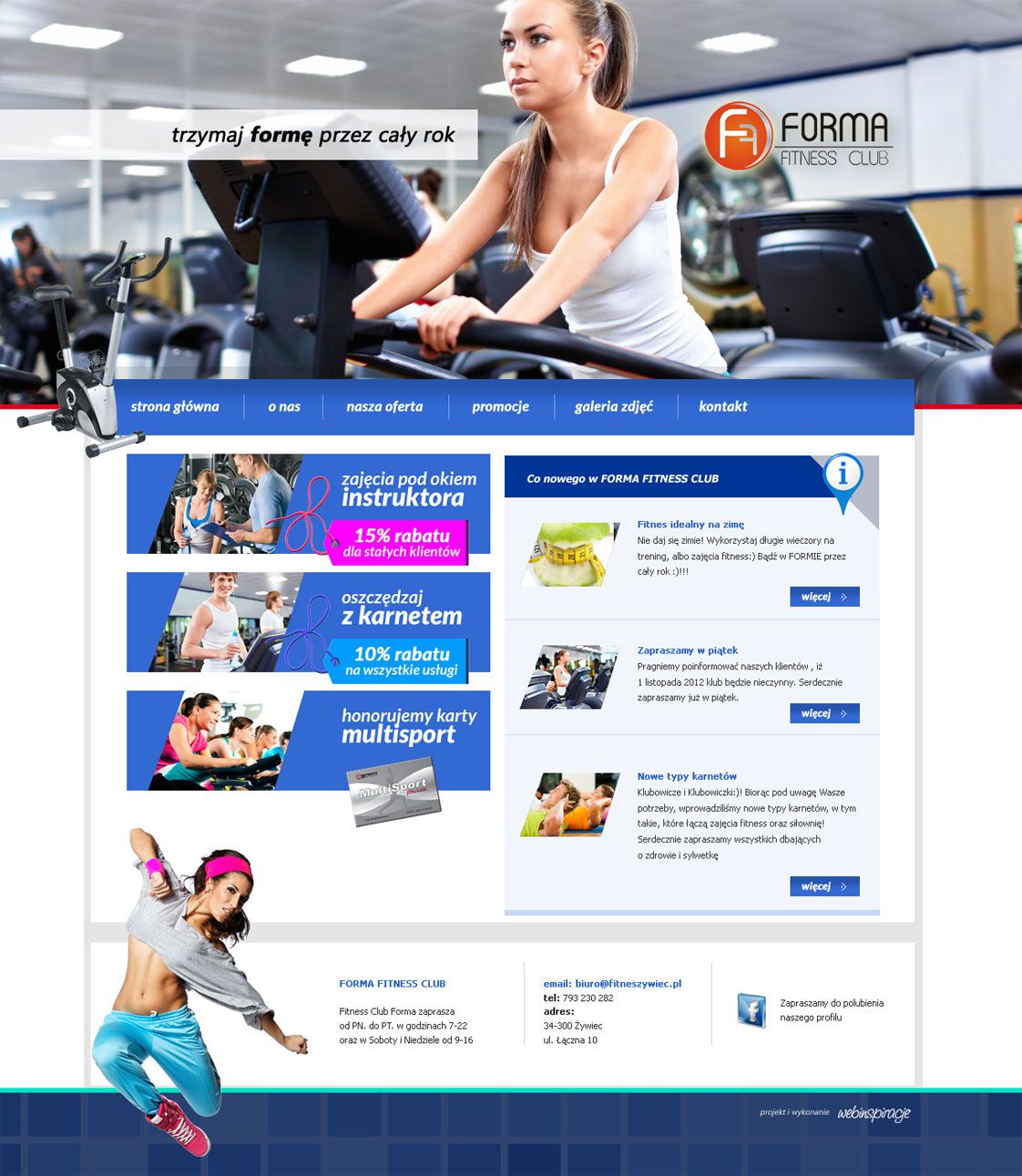 Forma Fitness Club w Żywcu – widok zrealizowanej strony internetowej
