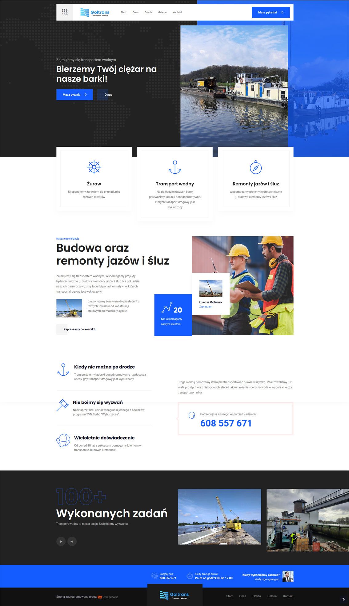 Goltrans - transport wodny – widok zrealizowanej strony internetowej 2