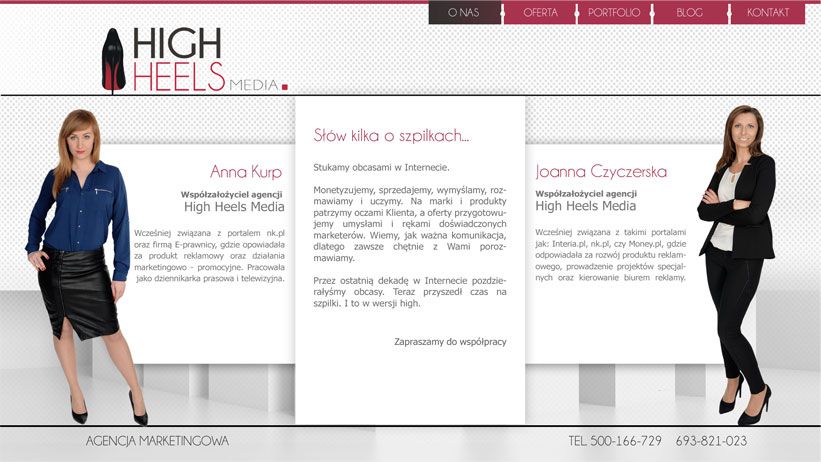 High Heels Media – widok zrealizowanej strony internetowej