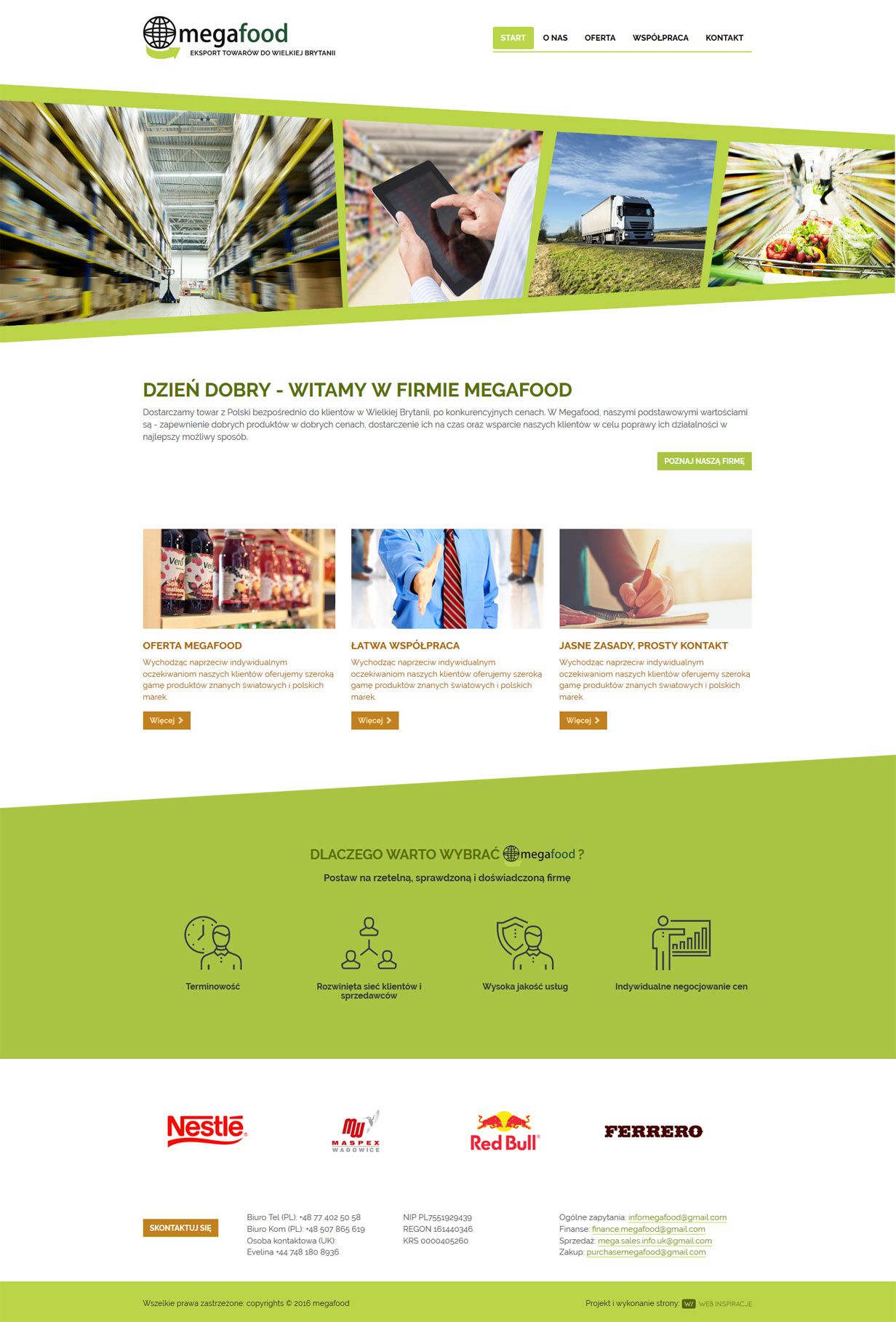 MegaFoodPoland – widok zrealizowanej strony internetowej