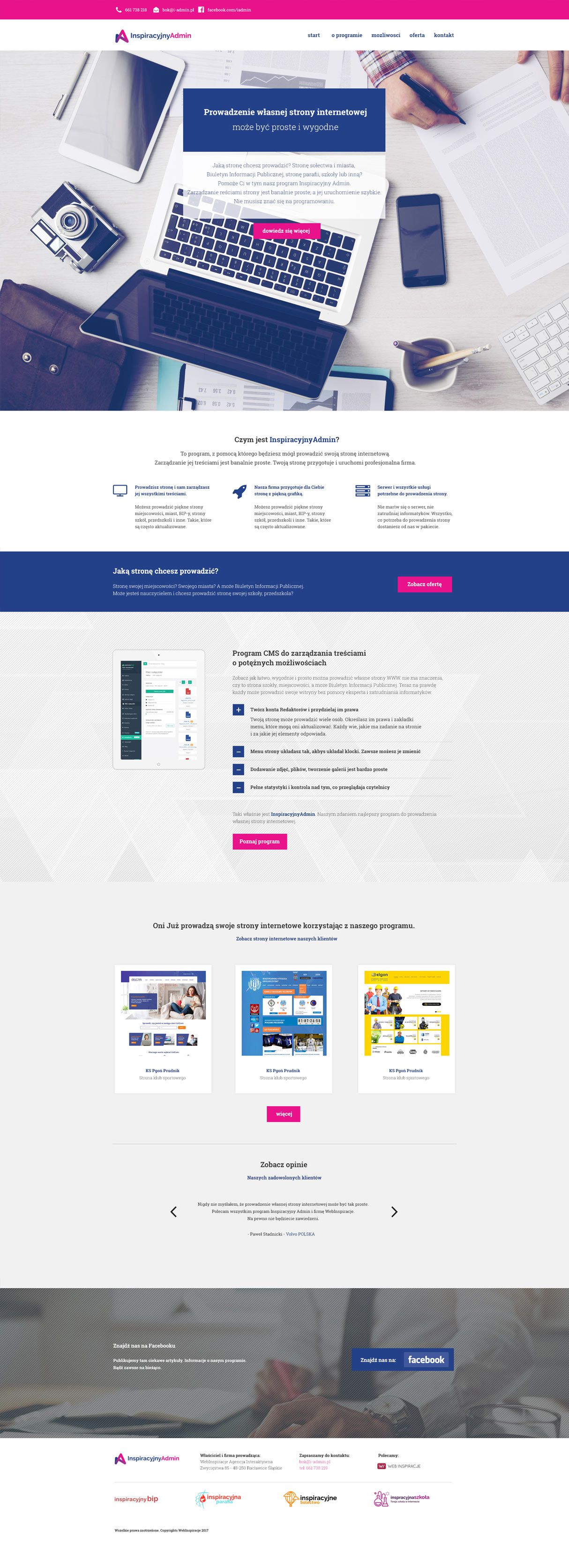 Inspiracyjny Admin – widok zrealizowanej strony internetowej 1