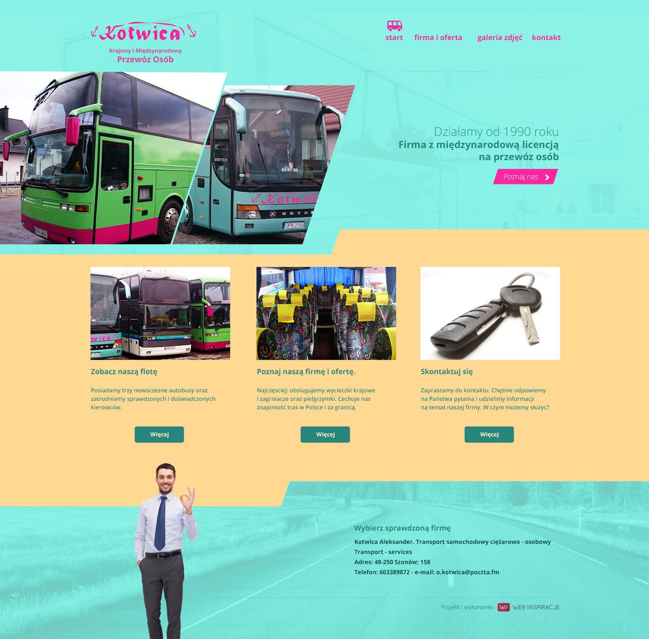 Kotwica-Bus – widok zrealizowanej strony internetowej