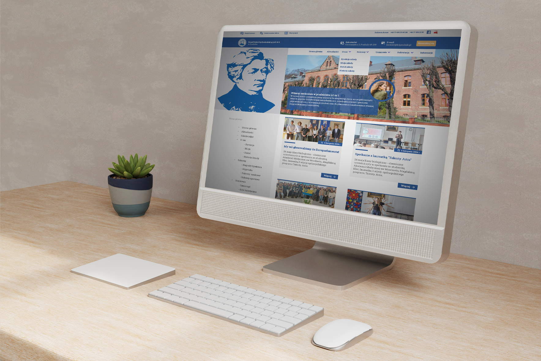 Zespół Szkół Ogólnokształcących numer 1 w Prudniku – widok zrealizowanej strony internetowej 1