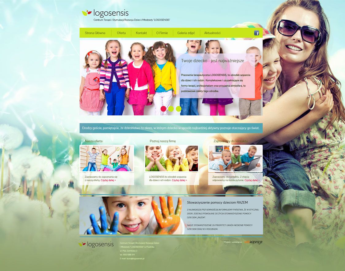 Logosensis – widok zrealizowanej strony internetowej