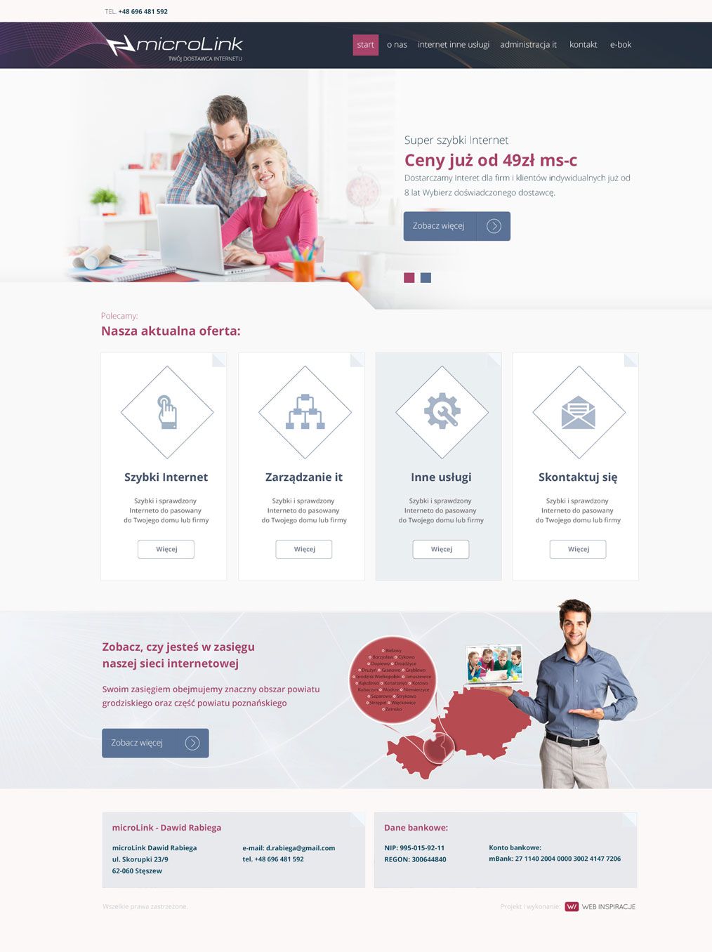 microLink – widok zrealizowanej strony internetowej