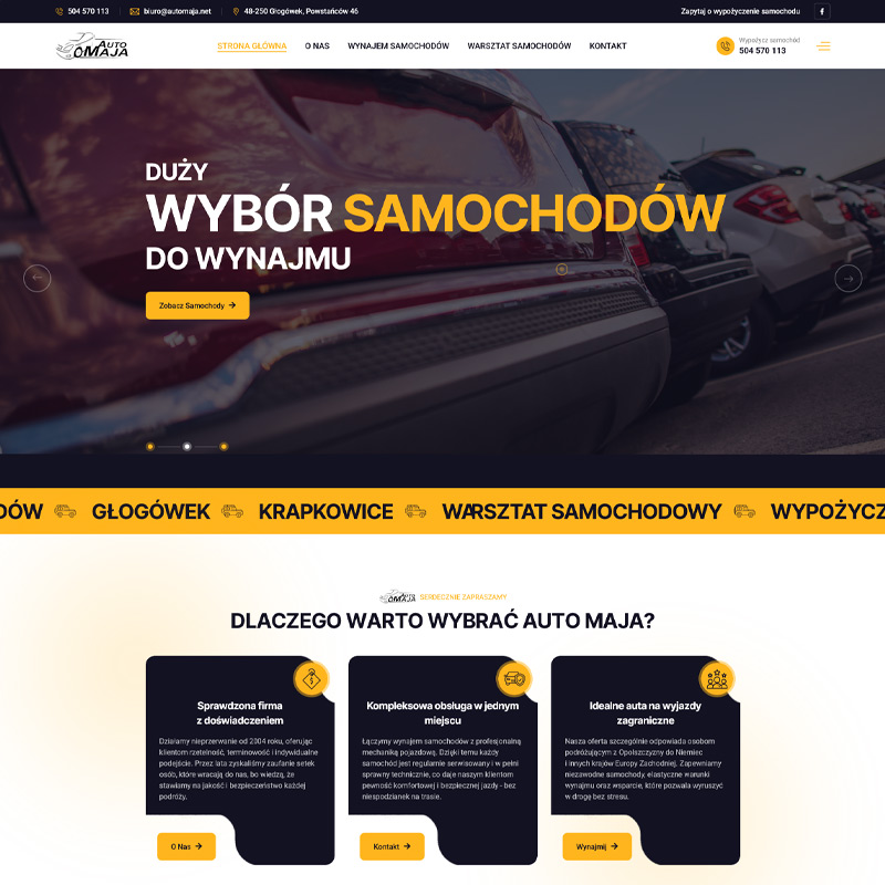 Strona internetowa Nowa strona dla firmy AutoMaja z Głogówka