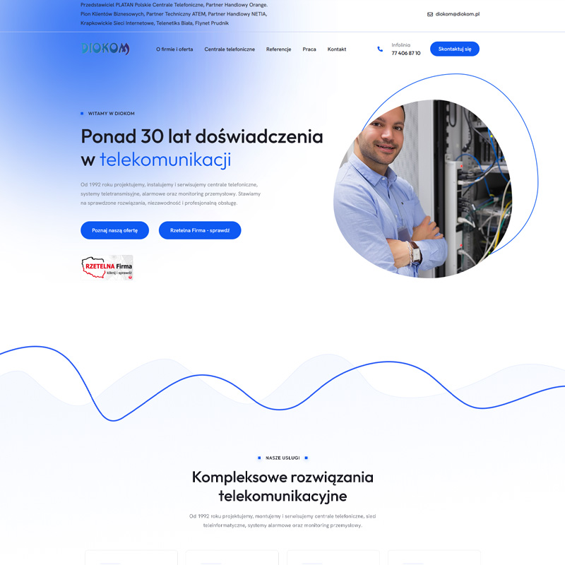 Strona internetowa Nowa strona WWW dla firmy serwisu telekomunikacyjnego