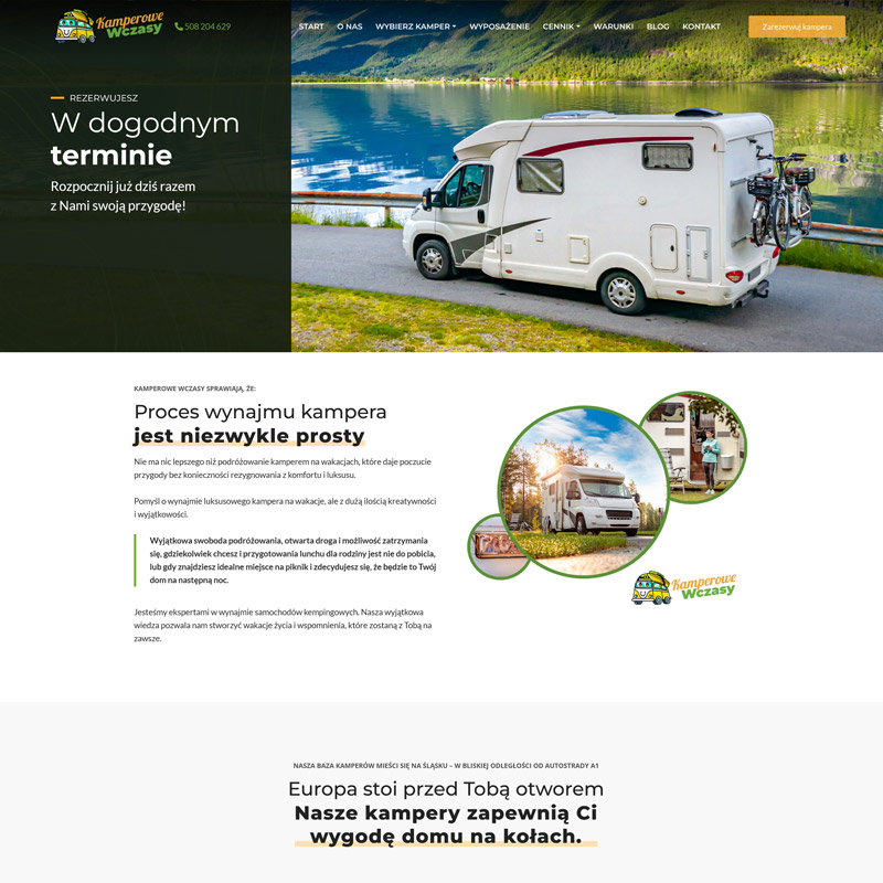Strona internetowa Kamperowe Wczasy - wynajem kamperów