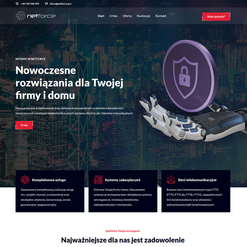 Strona internetowa NETFORCE - inteligentne systemy zabezpieczeń