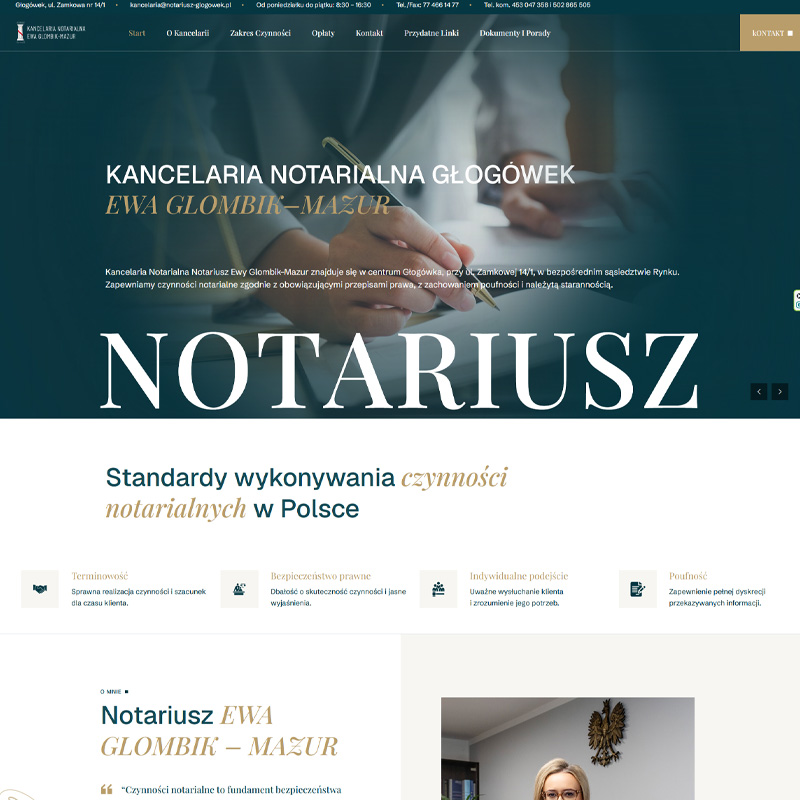 Strona internetowa Nowoczesna strona WWW dla kancelarii notarialnej