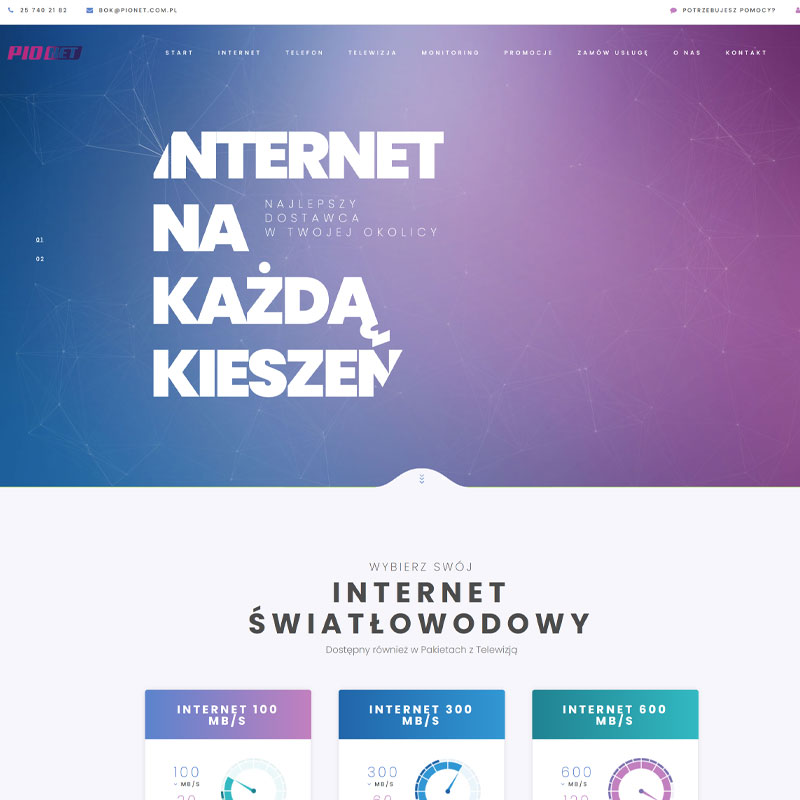 Strona internetowa Pionet - Internet i Telewizja