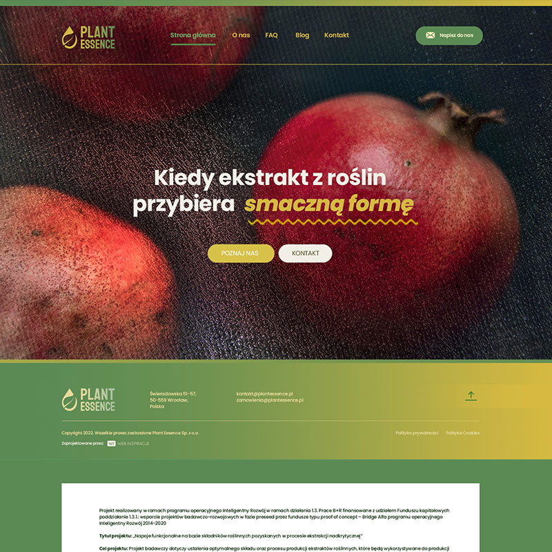 Strona internetowa Plant Essence - Kiedy ekstrakt z roślin przybiera smaczną formę