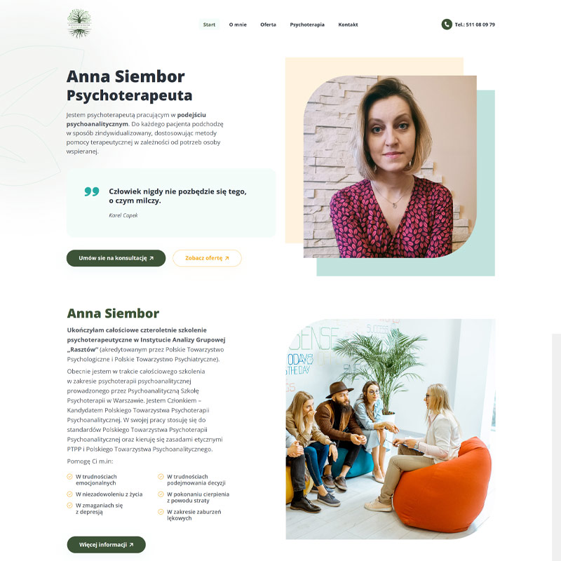 Strona internetowa Psychoterapia - Anna Siembor