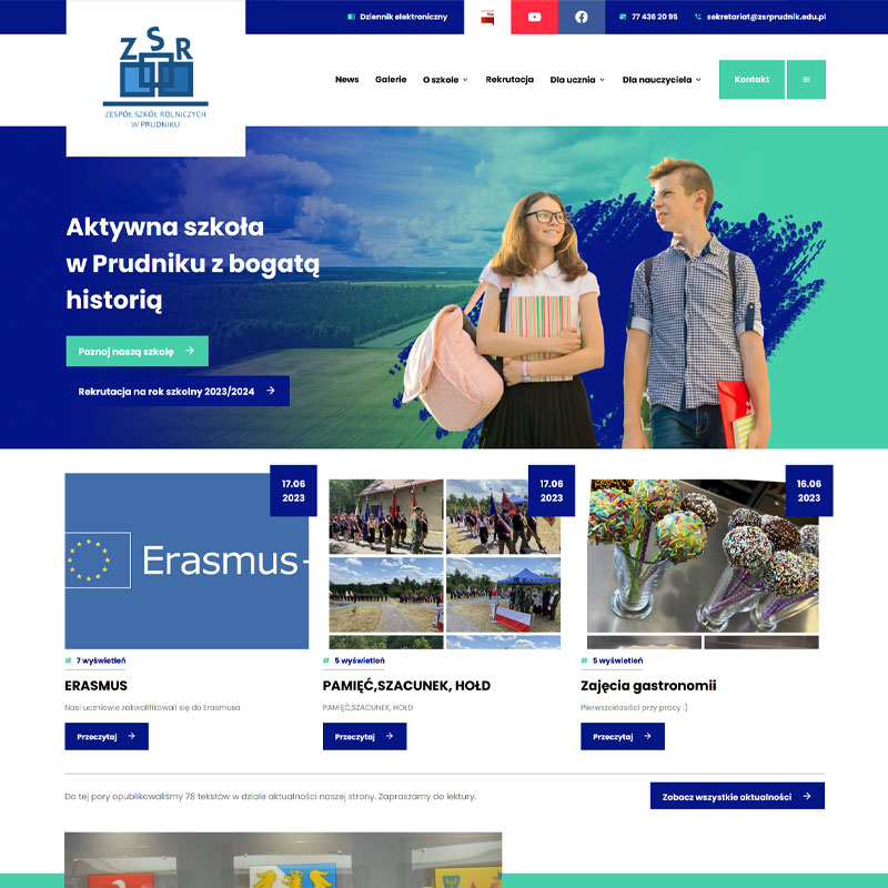 Strona internetowa Zespół Szkół Rolniczych w Prudniku
