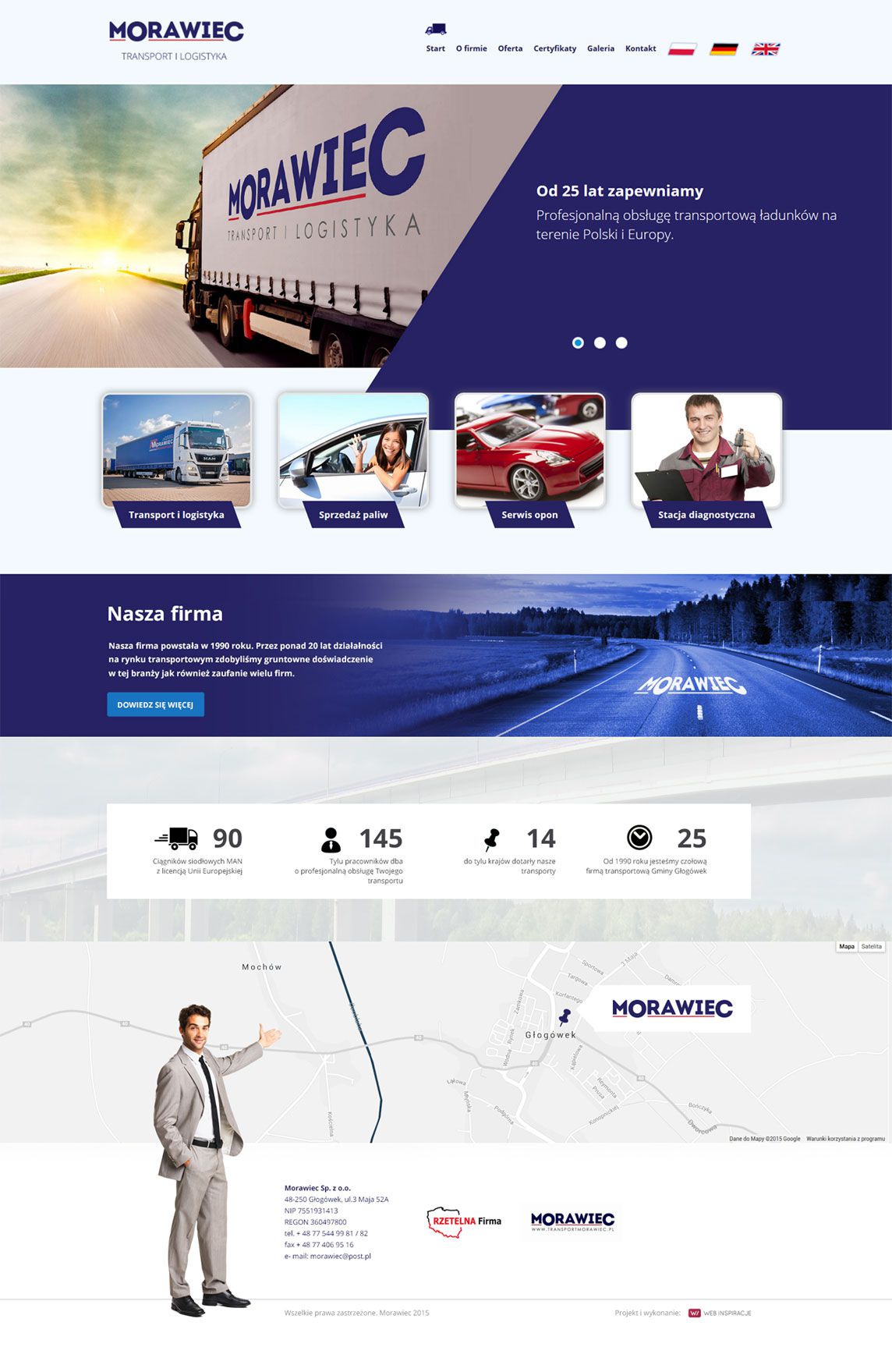 Strona internetowa Morawiec Sp. z o.o. – widok zrealizowanej strony internetowej 1