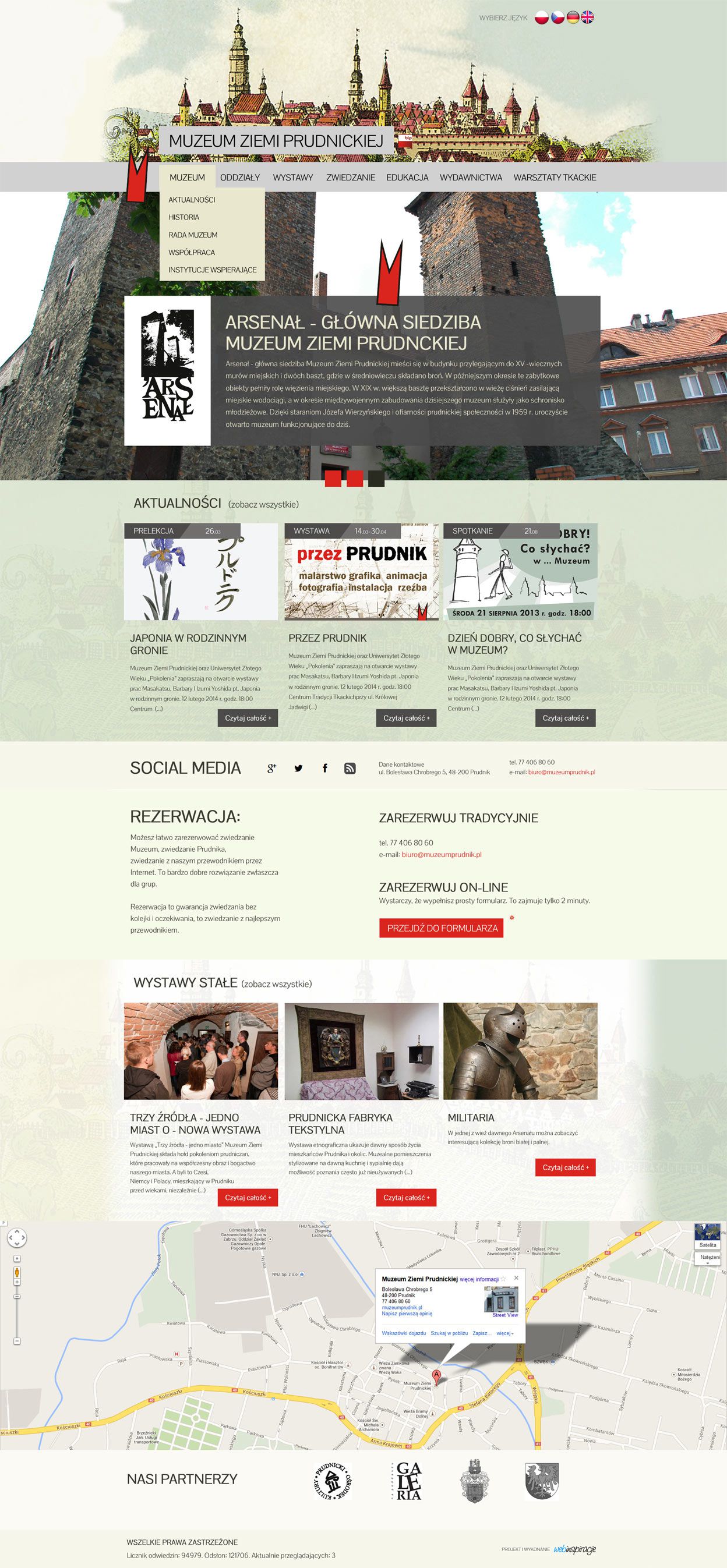Muzeum Ziemi Prudnickiej – widok zrealizowanej strony internetowej 1