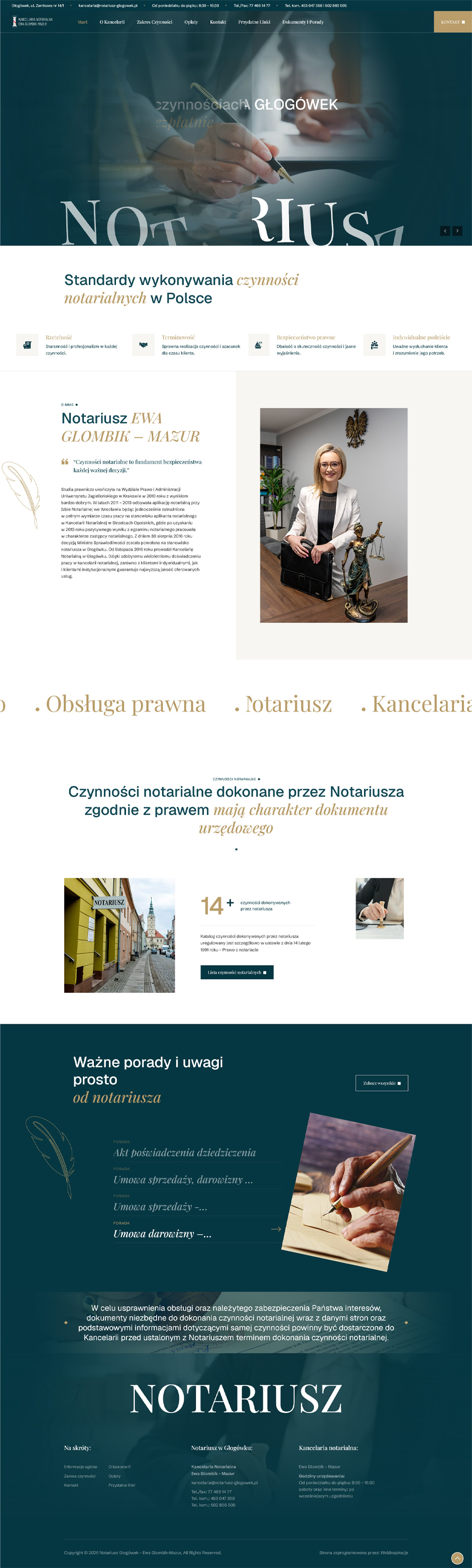 Nowoczesna strona WWW dla kancelarii notarialnej – widok zrealizowanej strony internetowej 3