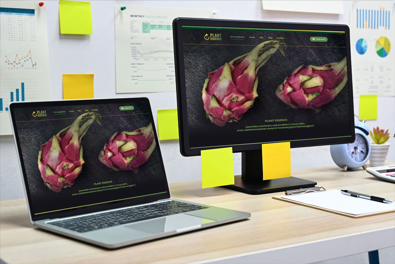 Plant Essence - Kiedy ekstrakt z roślin przybiera smaczną formę – widok zrealizowanej strony internetowej 1
