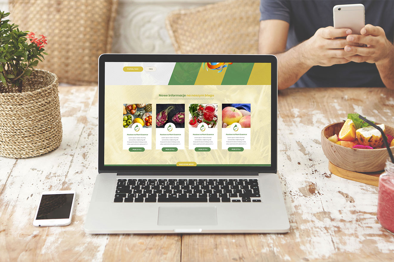Plant Essence - Kiedy ekstrakt z roślin przybiera smaczną formę – widok zrealizowanej strony internetowej 2