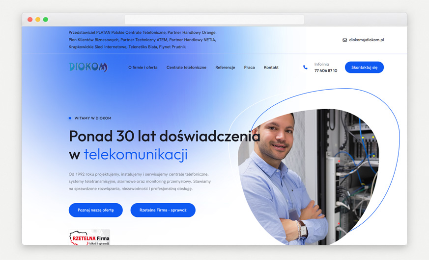 Strona internetowa Nowa strona WWW dla firmy serwisu telekomunikacyjnego – realizacja firmy WebInspiracje