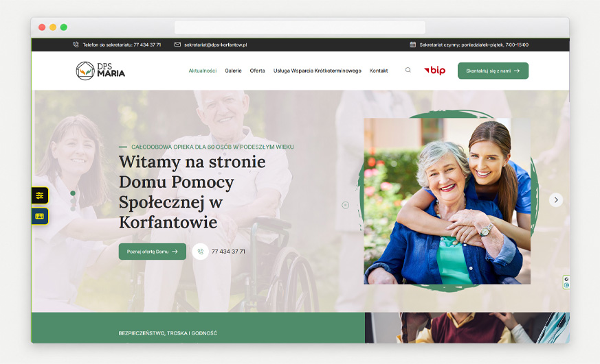 Strona internetowa Strona WWW dla DPS Korfantów – realizacja firmy WebInspiracje
