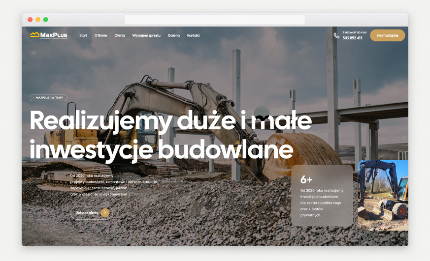 Strona internetowa Nowoczesna strona WWW dla firmy budowlanej – realizacja firmy WebInspiracje