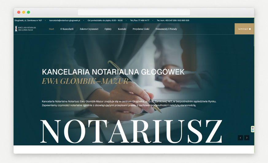 Strona internetowa Nowoczesna strona WWW dla kancelarii notarialnej – realizacja firmy WebInspiracje