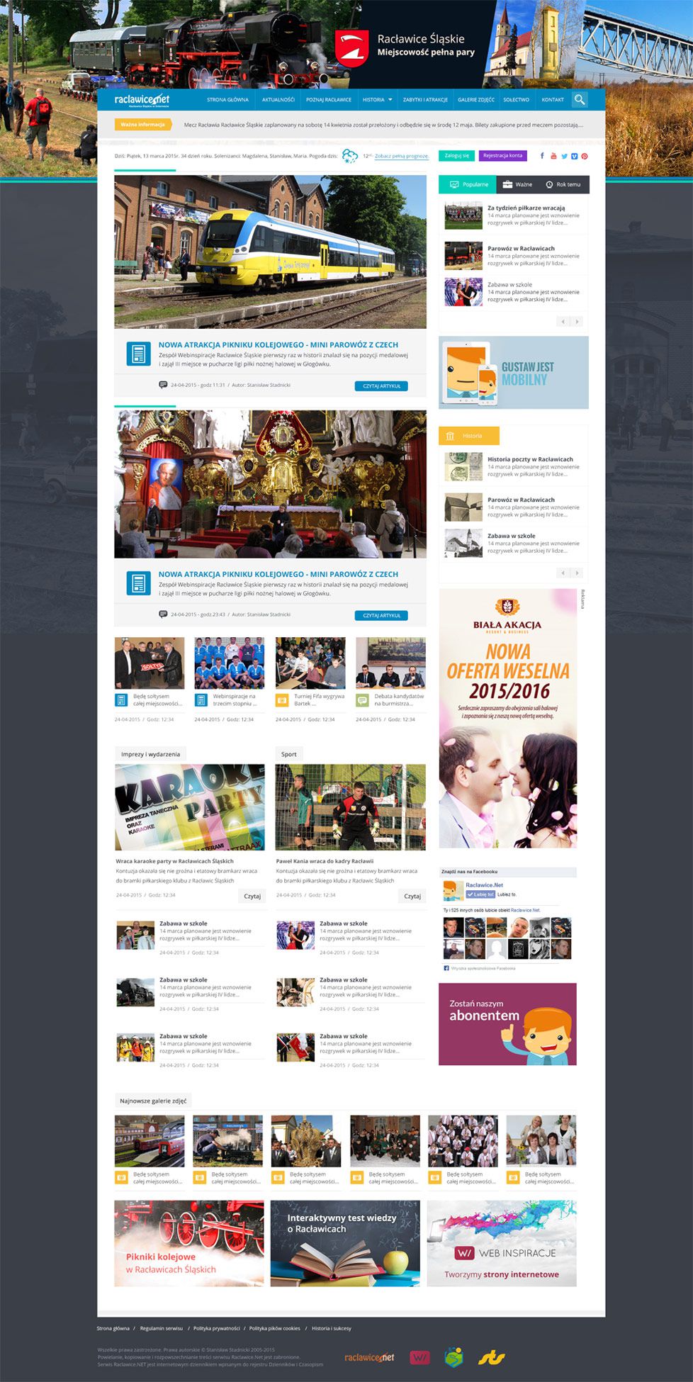 Raclawice.Net - Racławice Śląskie w Internecie – widok zrealizowanej strony internetowej