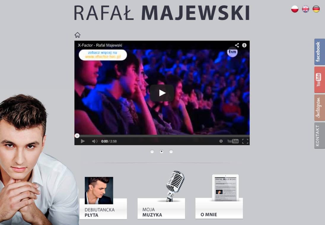 Rafał Majewski - official – widok zrealizowanej strony internetowej 2