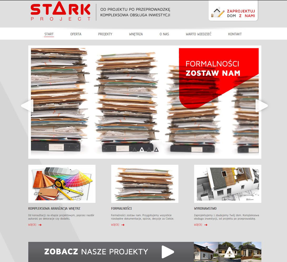 Stark Project – widok zrealizowanej strony internetowej