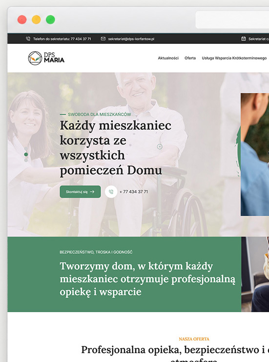 Realizacja strony internetowej „Strona WWW dla DPS Korfantów” wykonana przez WebInspiracje