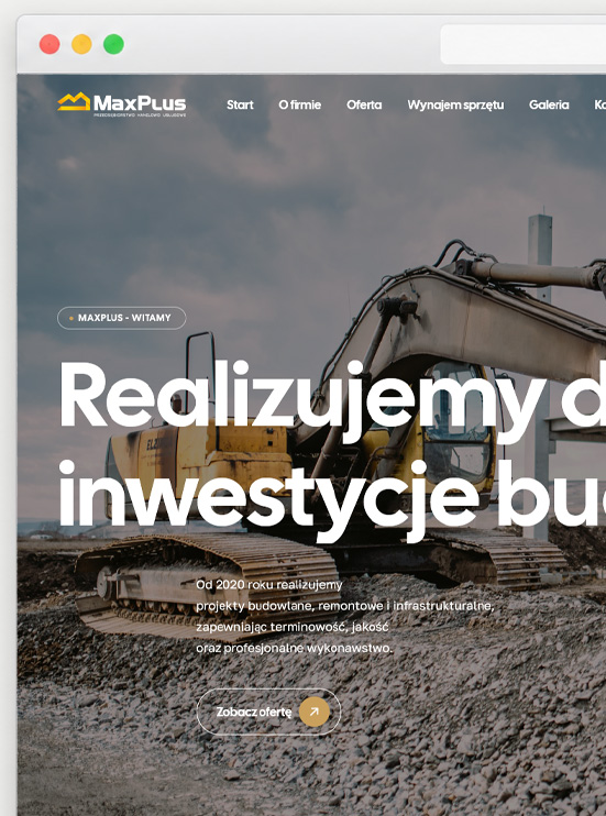 Realizacja strony internetowej „Nowoczesna strona WWW dla firmy budowlanej” wykonana przez WebInspiracje