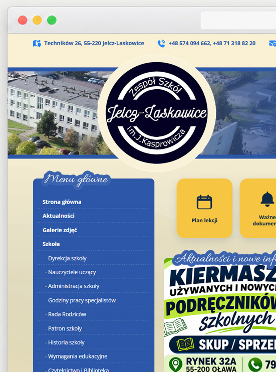Realizacja strony internetowej „Nowa strona dla szkoły” wykonana przez WebInspiracje