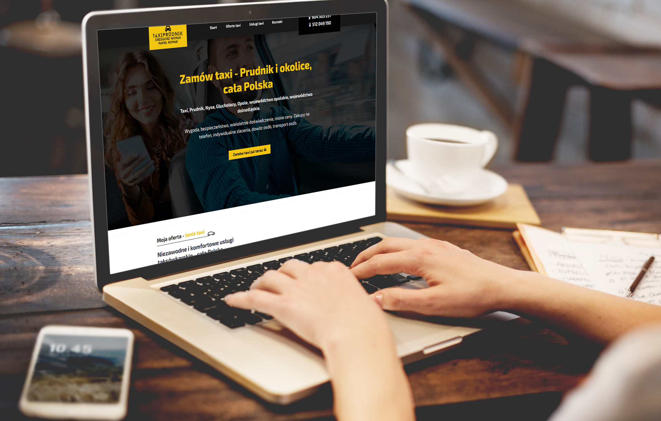 Taxi Prudnik – widok zrealizowanej strony internetowej